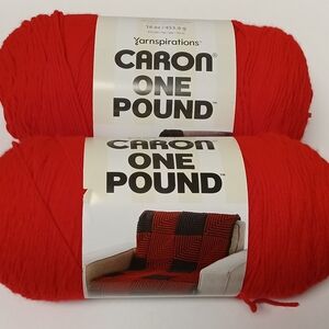 Caron One Pound Yarn Skeins in Vibrant Scarlet NEW